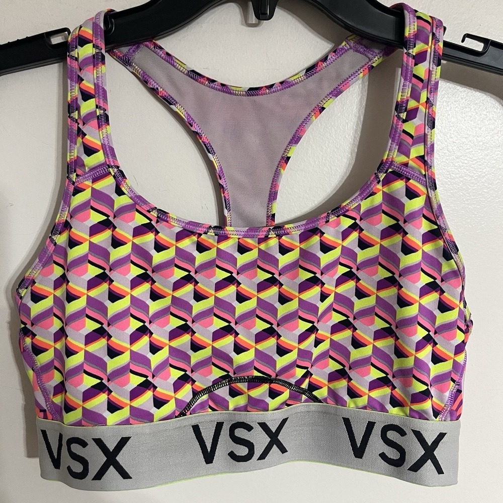 Victoria's Secret VSX The Player Racerback Sport Bra Multi Chevron Size Medium